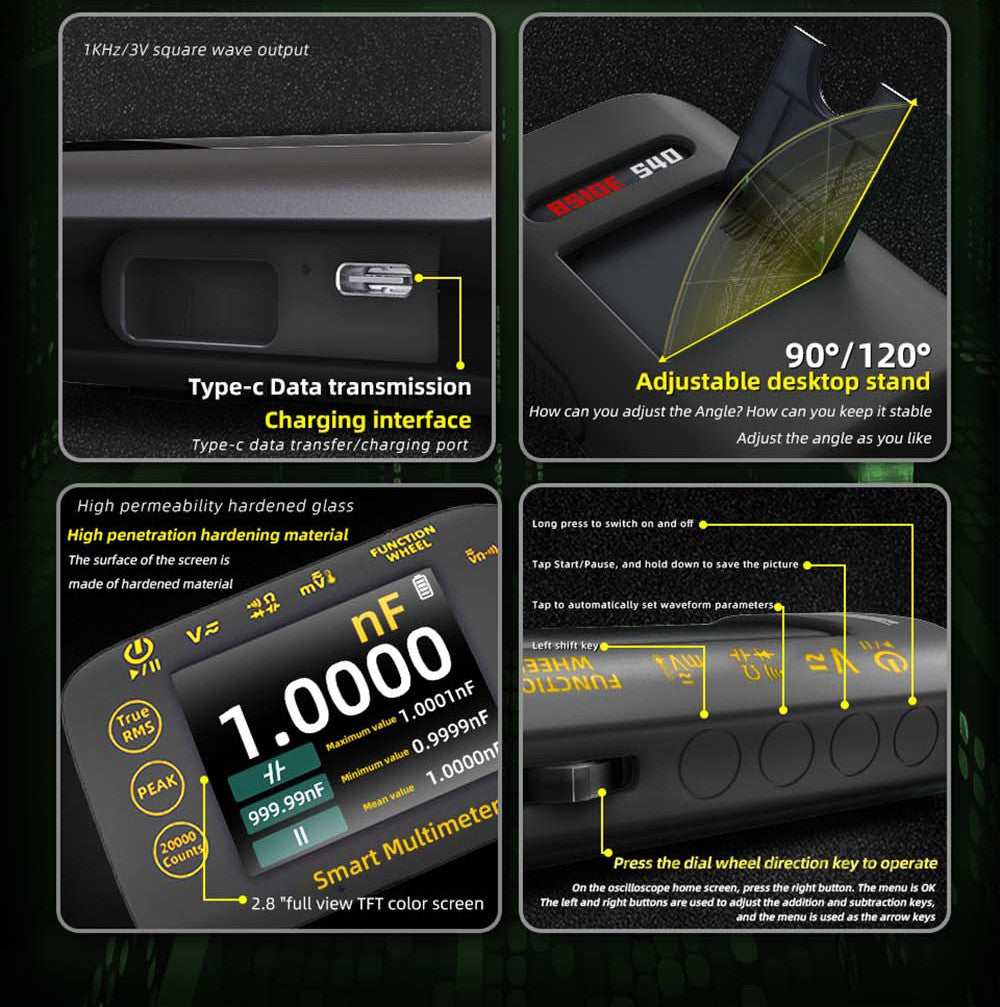 Digitálny fotovoltaický multimeter BSIDE S40, 2,8" HD farebný displej, vysoká presnosť, vysoké napätie 1000 V, údržba elektrických systémov