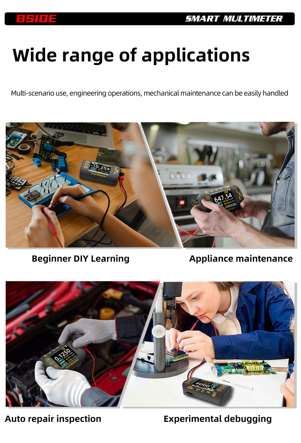 Digitálny fotovoltaický multimeter BSIDE S40, 2,8" HD farebný displej, vysoká presnosť, vysoké napätie 1000 V, údržba elektrických systémov