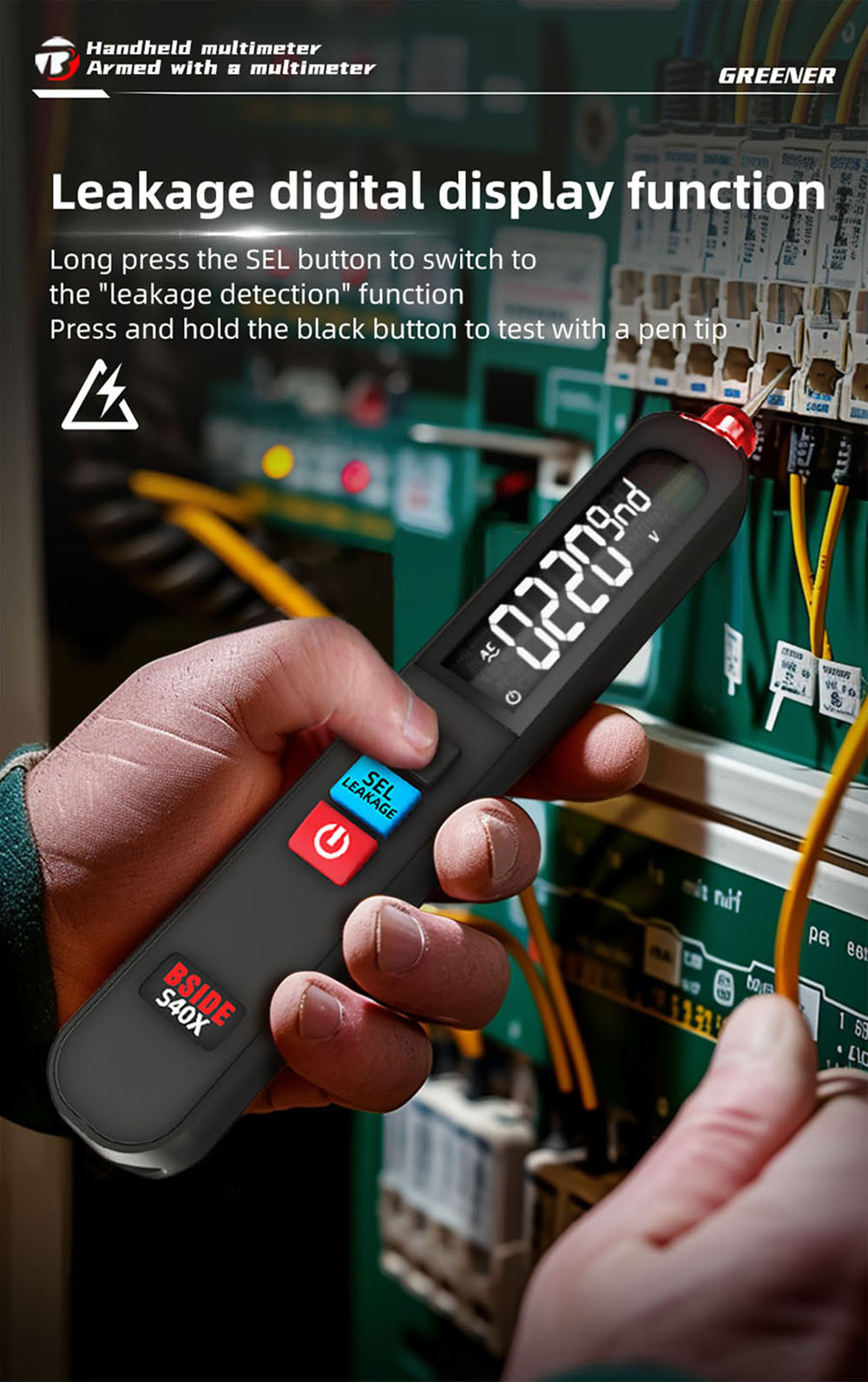 Digitálny multimeter BSIDE S40X, merač únikového napätia, test AC/DC diódy, odporu a kapacity, LCD displej, vyhľadávanie bodu poruchy, vysoká presnosť, plne inteligentný, USB nabíjanie