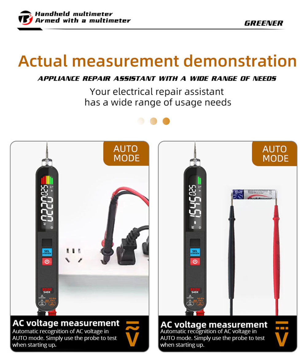 Digitálny multimeter BSIDE S40X, merač únikového napätia, test AC/DC diódy, odporu a kapacity, LCD displej, vyhľadávanie bodu poruchy, vysoká presnosť, plne inteligentný, USB nabíjanie