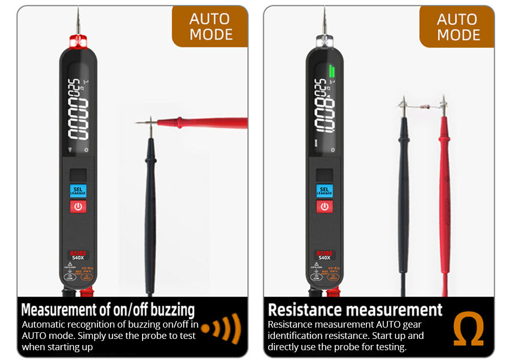 Digitálny multimeter BSIDE S40X, merač únikového napätia, test AC/DC diódy, odporu a kapacity, LCD displej, vyhľadávanie bodu poruchy, vysoká presnosť, plne inteligentný, USB nabíjanie