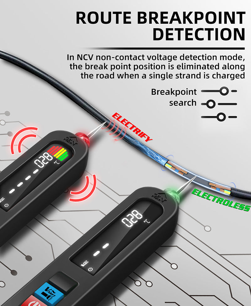BSIDE S4X 12V-300V Voltmetr-pero, EBTN displej, bezkontaktná detekcia, hľadač poruch na vedení, 400mAh lítium-polymérová batéria - čierna