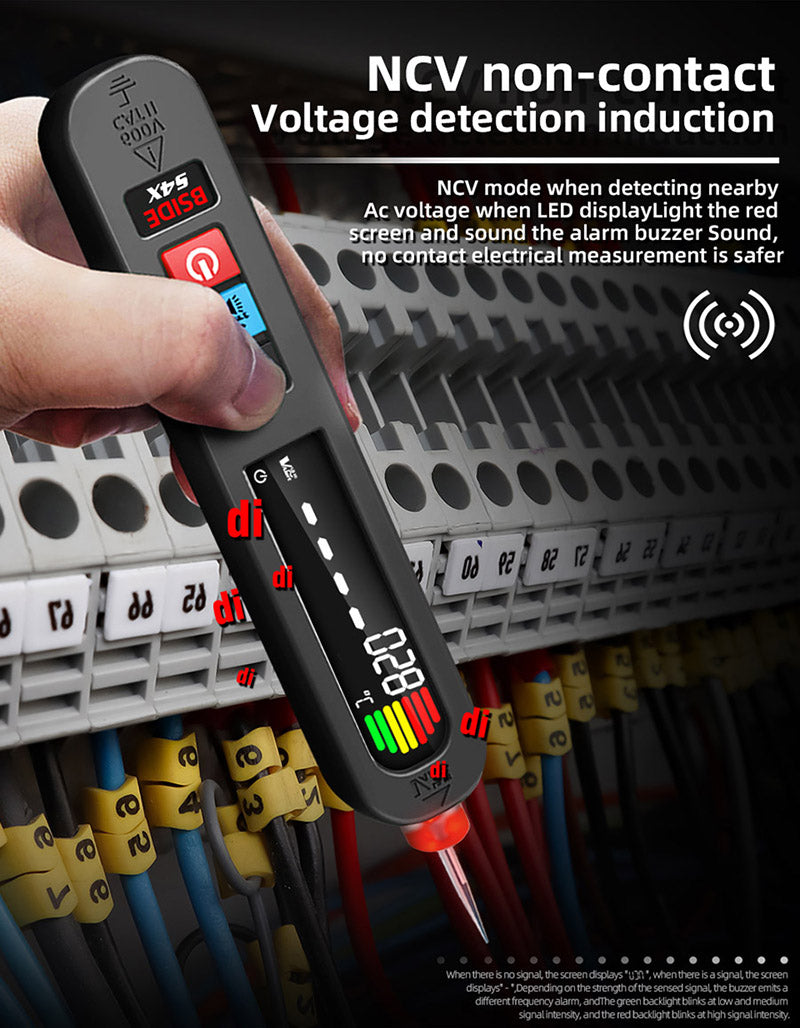 BSIDE S4X 12V-300V Voltmetr-pero, EBTN displej, bezkontaktná detekcia, hľadač poruch na vedení, 400mAh lítium-polymérová batéria - čierna