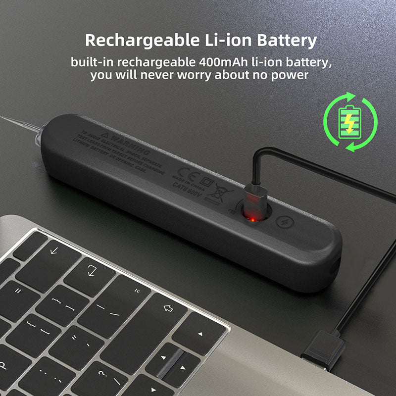 BSIDE S4X 12V-300V Voltmetr-pero, EBTN displej, bezkontaktná detekcia, hľadač poruch na vedení, 400mAh lítium-polymérová batéria - čierna