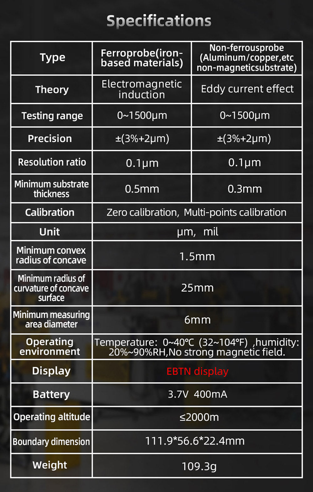 BSIDE T2X merič hrúbky náteru, farebný LCD displej, dobíjateľný tester hrúbky laku na automobily, 0,1 mikrometra/0-1500 μm - čierna