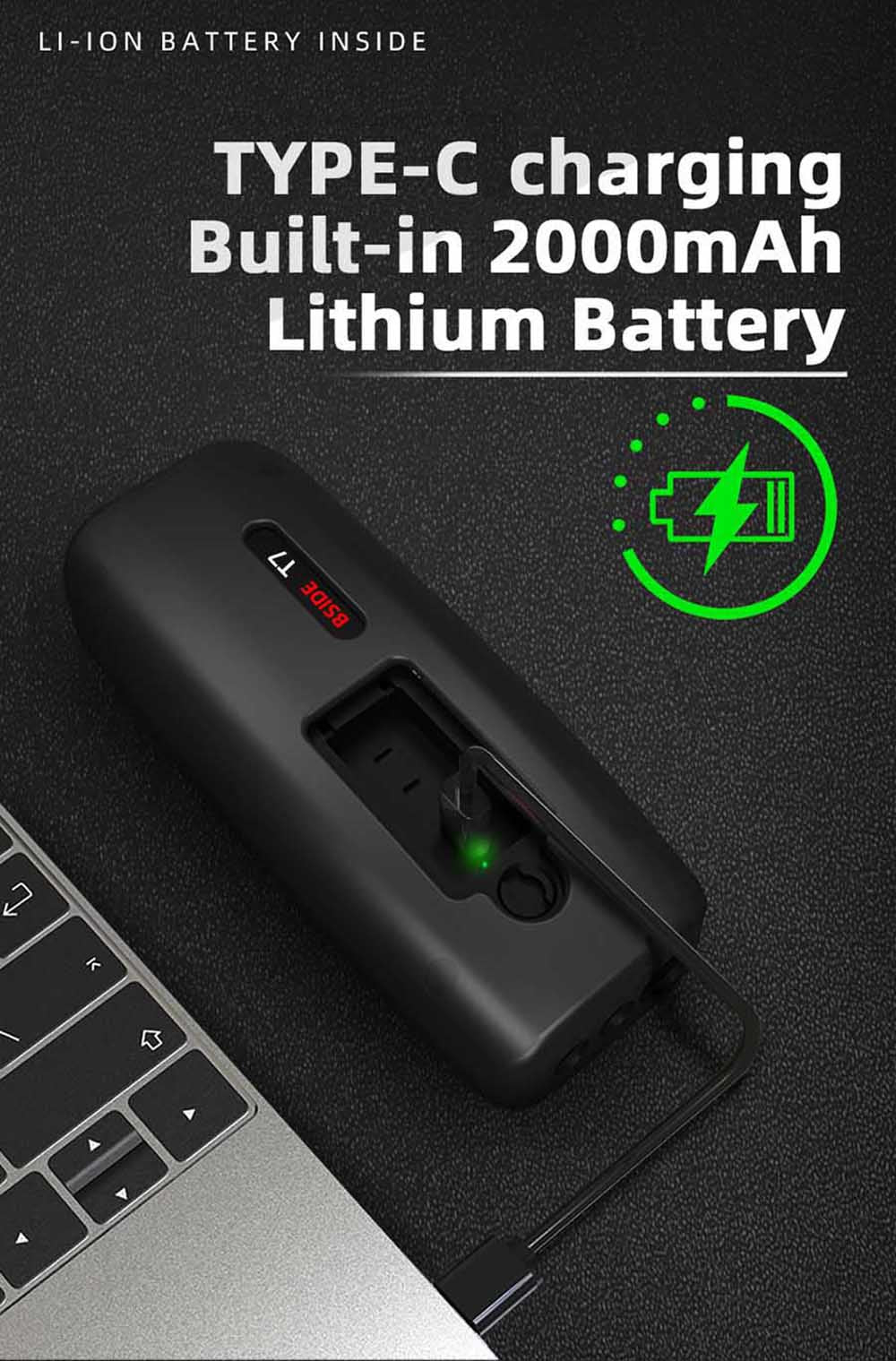 BSIDE T7 ultrazvukový hrúbkomer, rozsah merania 0,01-300 mm, 2,8" TFT farebný displej, s funkciou baterky, 2000 mA lítium-iónová batéria, šedá