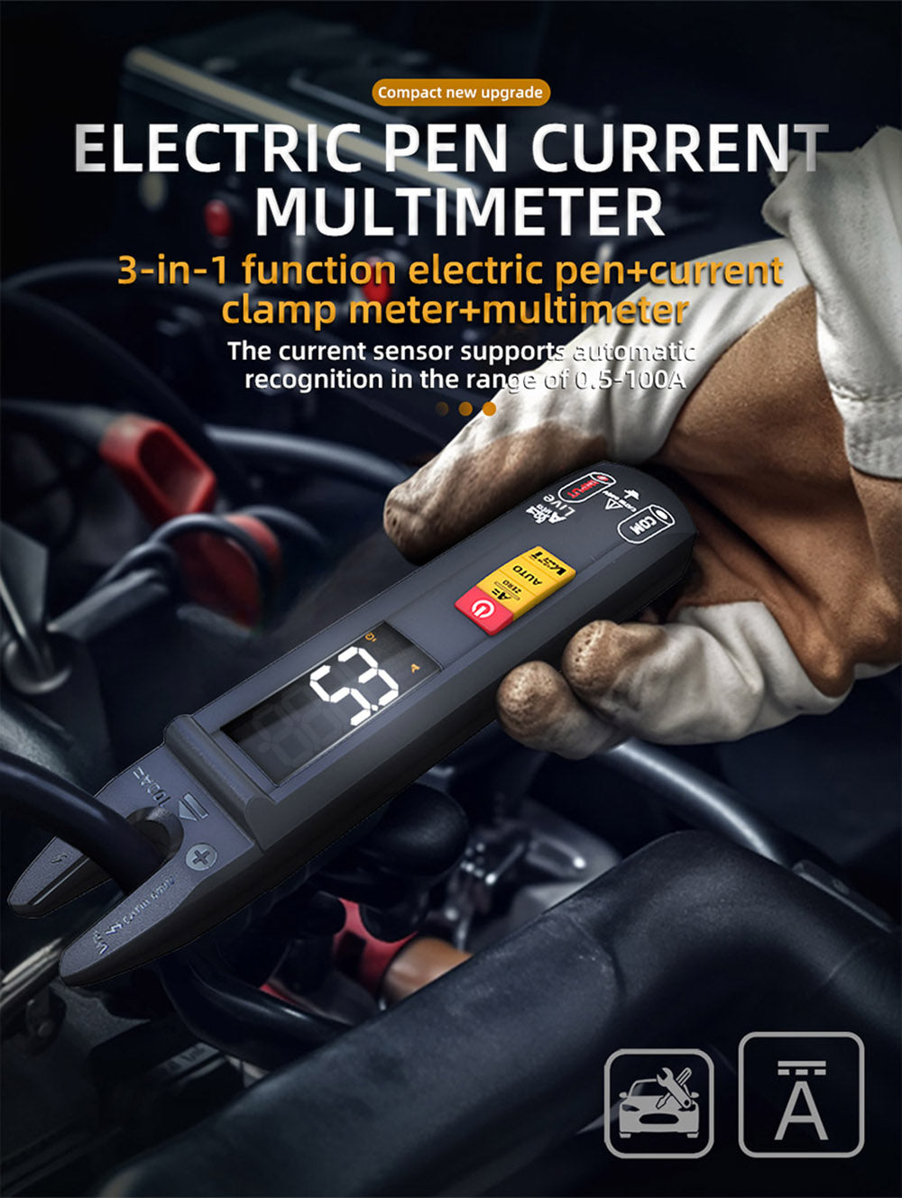 BSIDE U0 Digitálny striedavý multimeter, elektrická testovacia sonda, 6000 meraní, True RMS U-typ, farebný displej