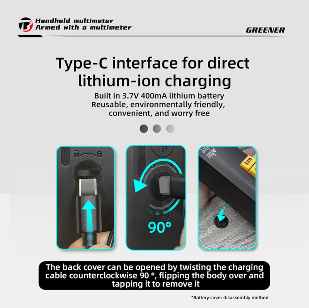 BSIDE U0 Digitálny striedavý multimeter, elektrická testovacia sonda, 6000 meraní, True RMS U-typ, farebný displej