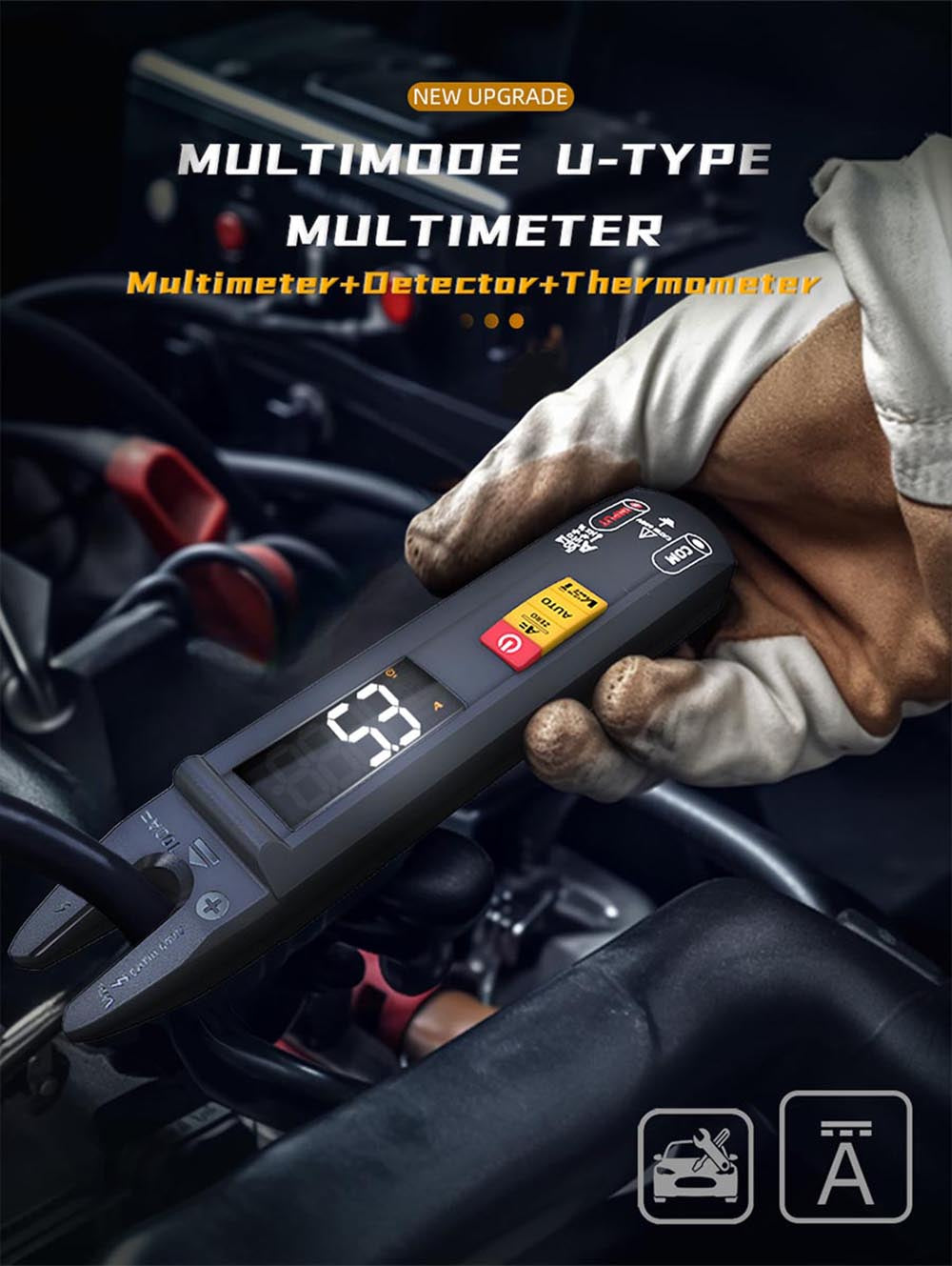 BSIDE U1 Digitálny striedavý a jednosmerný striedavý multimeter, elektrická testovacia pero, svietiaca LED baterka, kleštiny na meranie prúdu 100A, T-RMS prúd