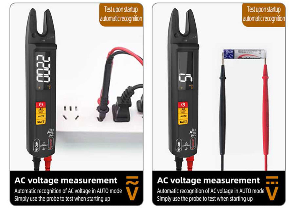 BSIDE U1 Digitálny striedavý a jednosmerný striedavý multimeter, elektrická testovacia pero, svietiaca LED baterka, kleštiny na meranie prúdu 100A, T-RMS prúd