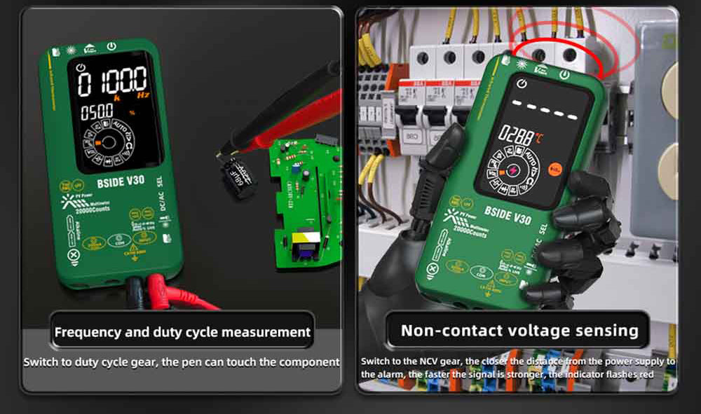 Fotovoltaický multimeter BSIDE V30, vysoké napětí 1500 V, T-RMS, 20000 čísel, LCD displej, elektronická údržba, test stejnosměrného proudu, měření infračervené teploty