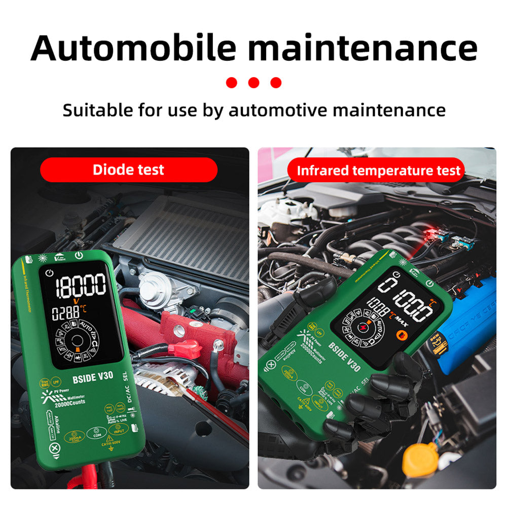 Fotovoltaický multimeter BSIDE V30, vysoké napětí 1500 V, T-RMS, 20000 čísel, LCD displej, elektronická údržba, test stejnosměrného proudu, měření infračervené teploty