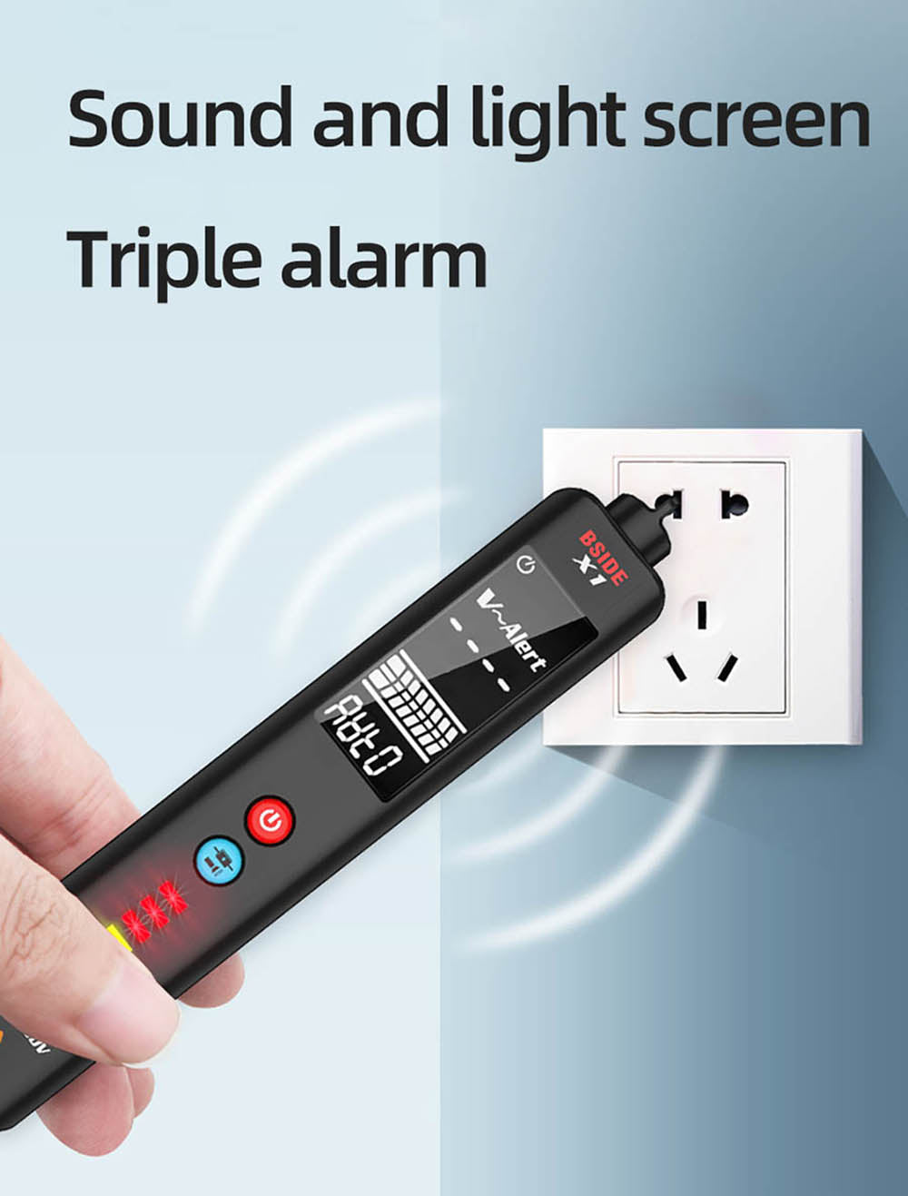 Inteligentný detektor napätia BSIDE X1, multimeter, elektrická pero, kontrola prerušení, veľký LCD displej, baterka, merač napätia, frekvencie a odporu, bez batérií.