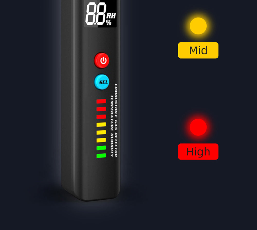 Digitálny hygrometer a detektor plynov BSIDE X4A, analyzátor hojivých plynov, teplomer a vlhkoměr, s akustickým a vizuálnym alarmom, LCD displejom, bez batérií, s taškou