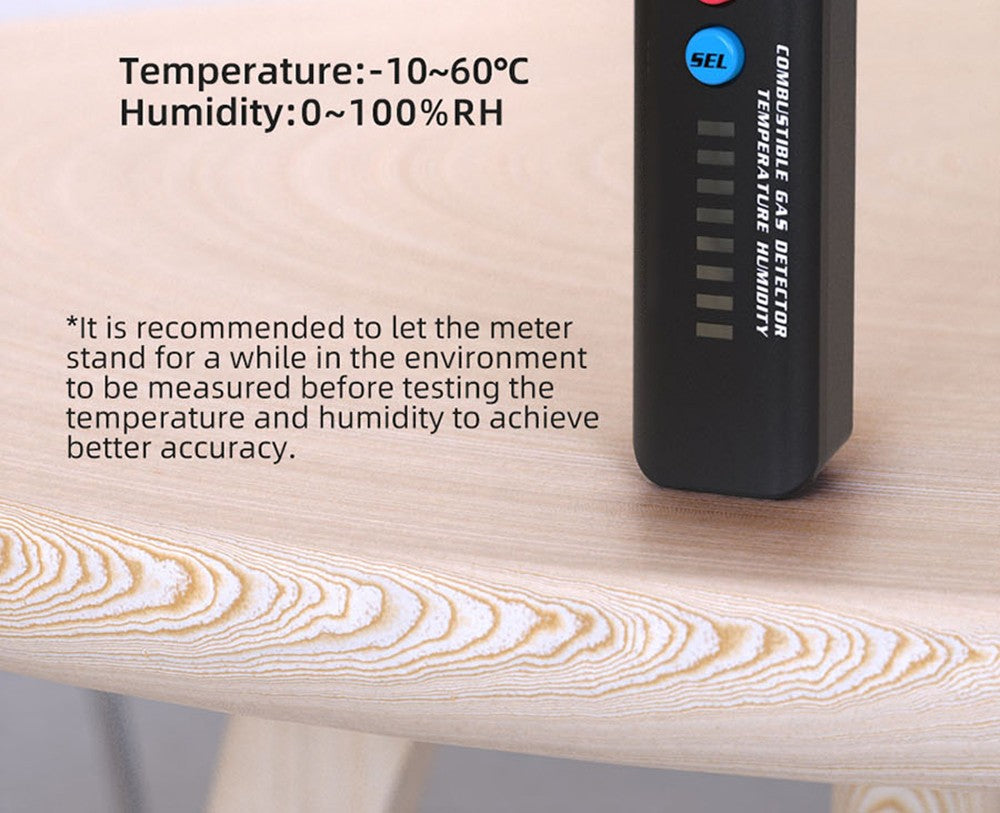 Digitálny hygrometer a detektor plynov BSIDE X4A, analyzátor hojivých plynov, teplomer a vlhkoměr, s akustickým a vizuálnym alarmom, LCD displejom, bez batérií, s taškou