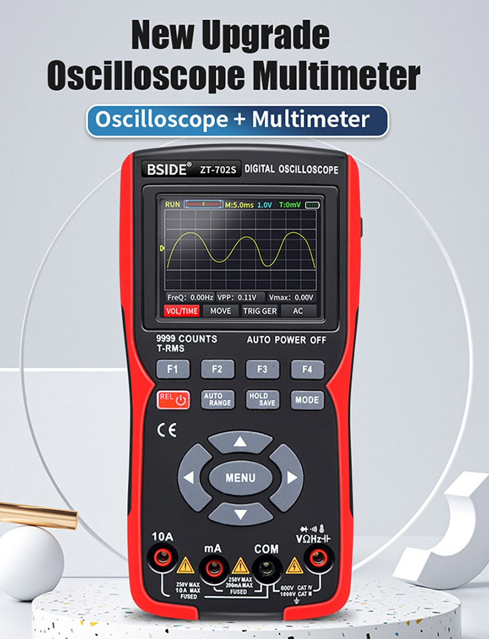 Digitálny multimeter BSIDE ZT702S, osciloskop, automatické meranie True RMS, merač tranzistorových sond, 48M/s 10MHz PC vlnový tvar, 2,8" LCD obrazovka