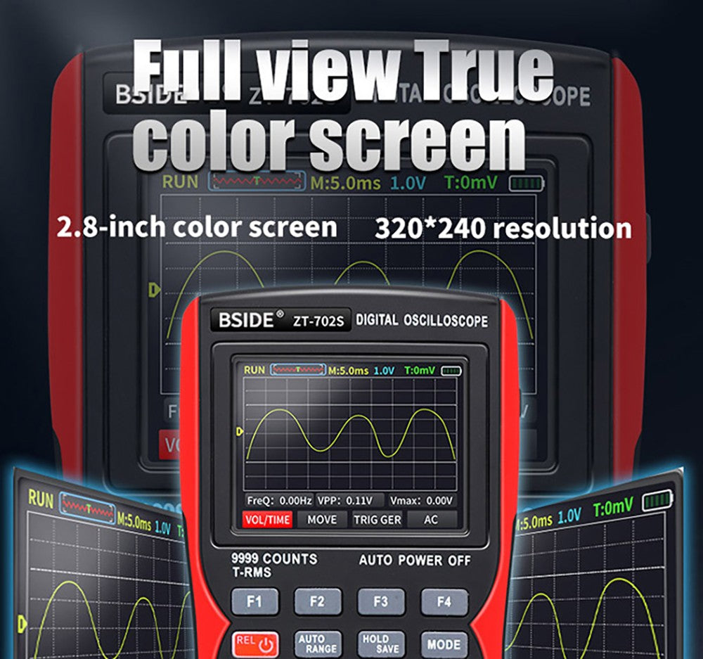 Digitálny multimeter BSIDE ZT702S, osciloskop, automatické True RMS, merač tranzistorových sond, 48M/s 10MHz PC vlnový tvar, 2,8" LCD obrazovka