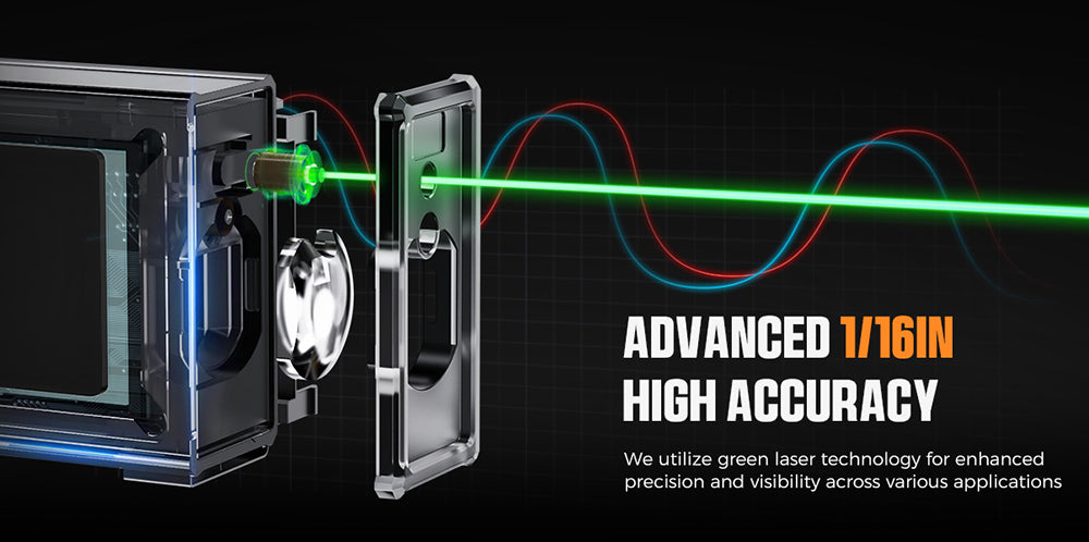 CIGMAN CD-60G 393ft/120M obojstranný zelený laserový meter, s viacerými jednotkami Ft/in/M, dobíjací akumulátor 850mAh