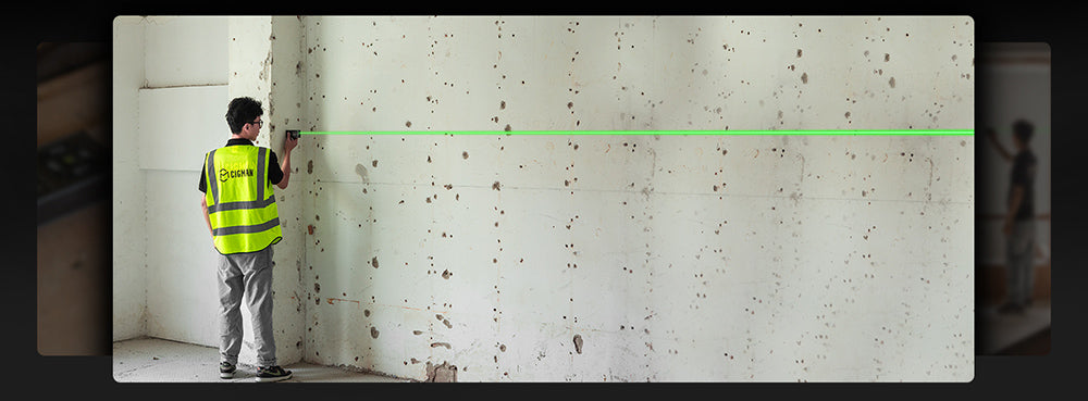 CIGMAN CD-60G 393ft/120M obojstranný zelený laserový meter, s viacerými jednotkami Ft/in/M, dobíjací akumulátor 850mAh