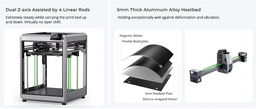 3D tlačiareň Creality K2 Plus Combo s CFS, 600 mm/s, tlač vo viacerých farbách, extrudér Apus, detekcia náklonu, FOC servomotory s uzavretou slučkou, aktívny vyhrievací systém komory, 350x350x350 mm