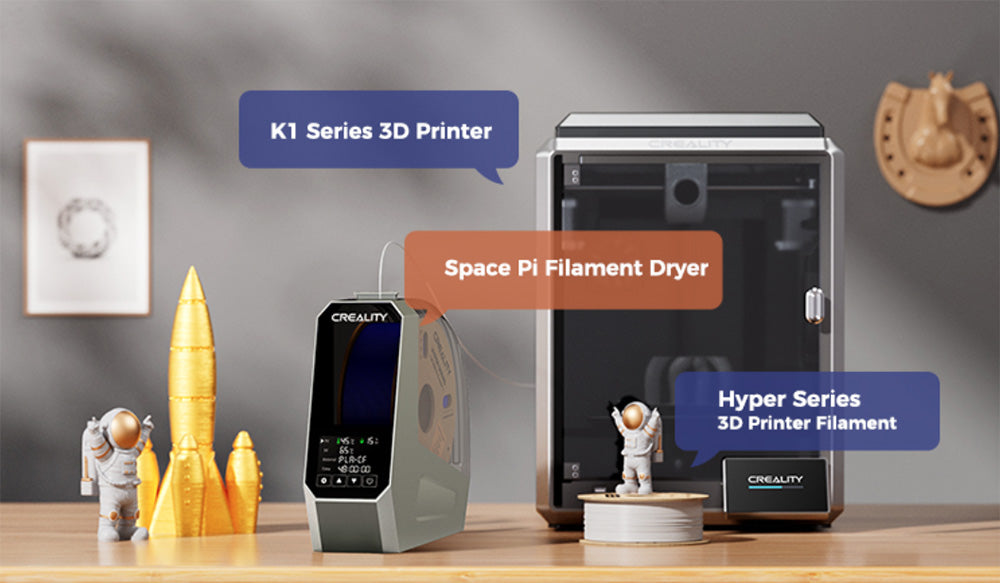 Sušička filamentu Creality Space Pi pre 3D tlačiarne, PTC 360 stupňové tepelné ohrevné teleso, 48hodinový časovač, LCD dotyková obrazovka