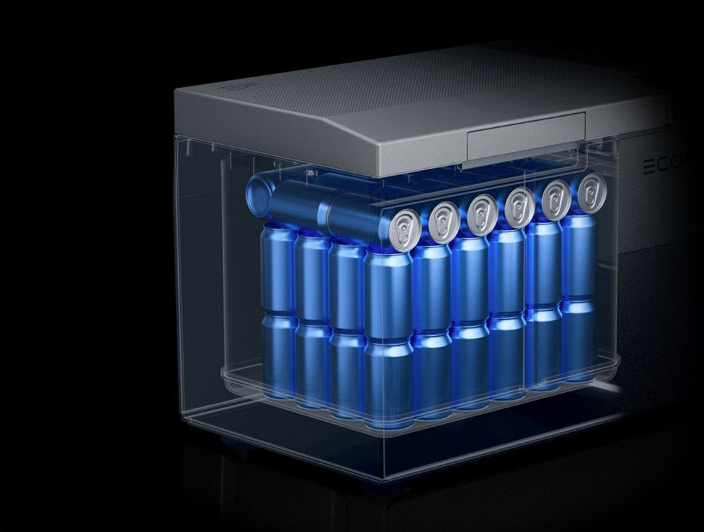 Prenosná chladnička EcoFlow GLACIER, 120W kompresor, dvojzónová, dvojitá regulácia, 38L vysoká kapacita, ovládanie cez inteligentnú aplikáciu.