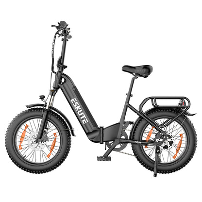 ESKUTE Star Folding Electric Bike 20*4.0 inch Fat Tire 250W Motor 25KM/H Max Speed 36V 25Ah Battery 100km Range Shimano 7-Speed Gear Hydraulic Disc Brakes - Black