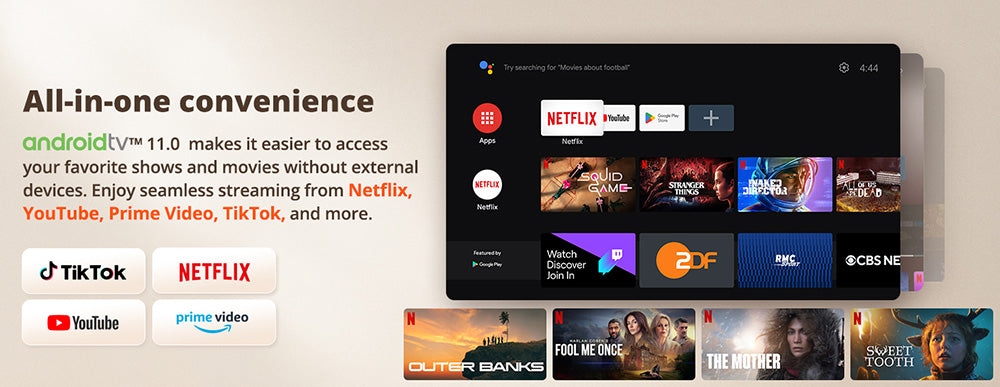 Projektor ETOE Starfish, Android TV 11.0, rotácia o 140°, 250 ANSI lumenov, dekódovanie 4K, automatická korekcia lichobežníkového zkreslenia, integrovaný Chromecast, 5W reproduktor