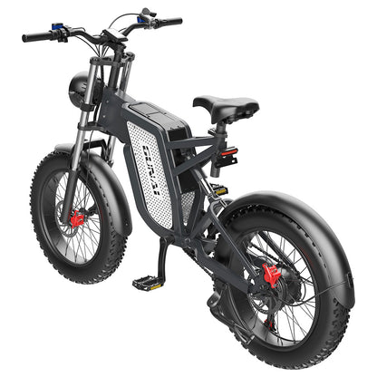 GUNAI MX25 Electric Mountain Bike 20*4.0 Inch Fat Tires 1000W Brushless Motor 50Km/h Max Speed 48V 25Ah Battery Shimano 7-Speed 75KM Mileage Range 200KG Payload Electric Bicycle - Black