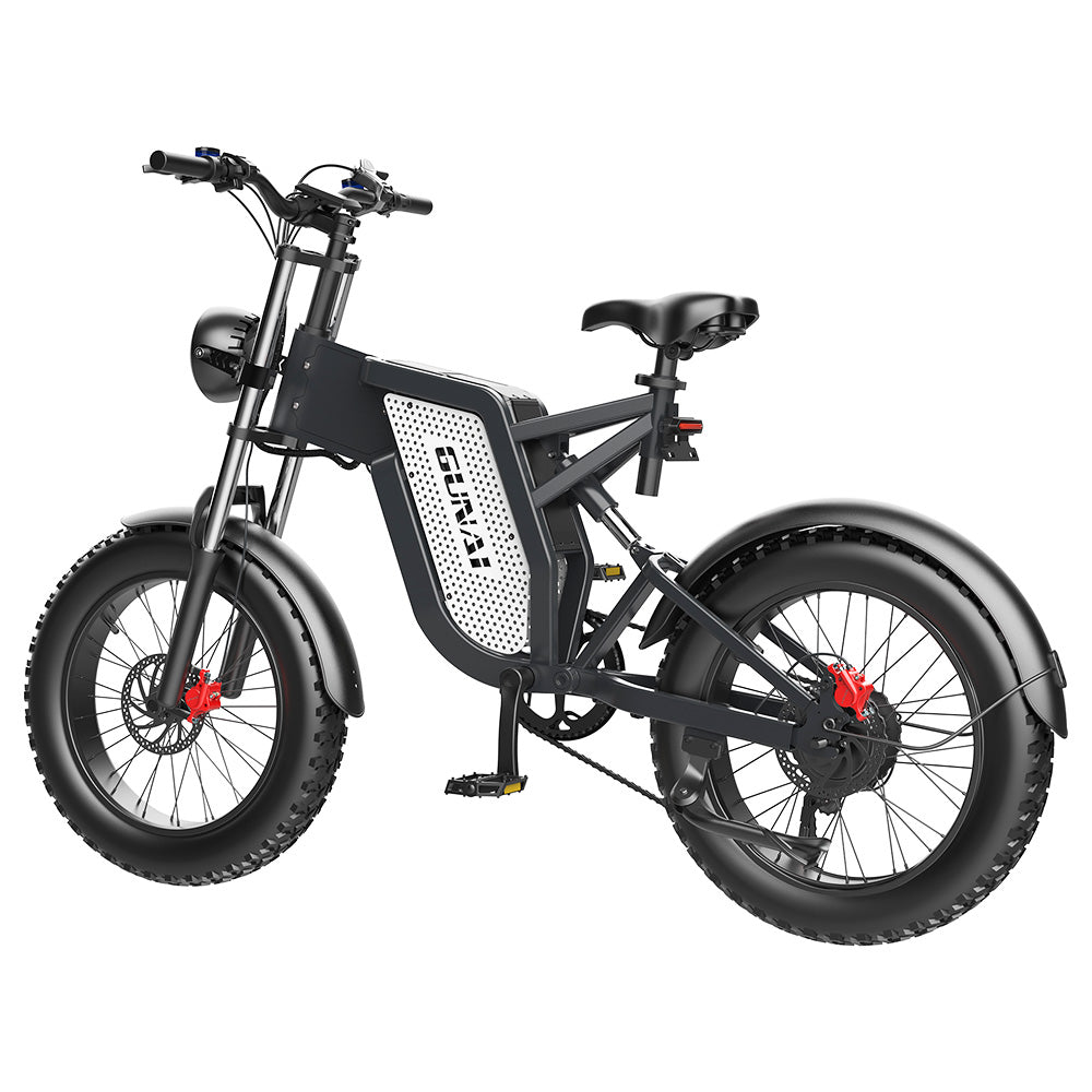 GUNAI MX25 Electric Mountain Bike 20*4.0 Inch Fat Tires 1000W Brushless Motor 50Km/h Max Speed 48V 25Ah Battery Shimano 7-Speed 75KM Mileage Range 200KG Payload Electric Bicycle - Black