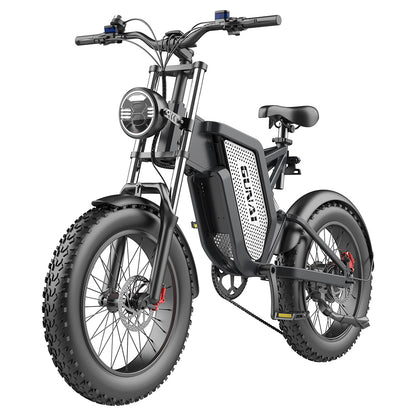 GUNAI MX25 Electric Mountain Bike 20*4.0 Inch Fat Tires 1000W Brushless Motor 50Km/h Max Speed 48V 25Ah Battery Shimano 7-Speed 75KM Mileage Range 200KG Payload Electric Bicycle - Black