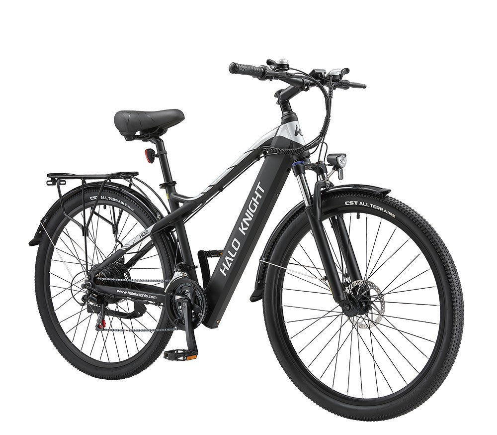 Elektrokol Halo Knight H02, 750W bezuhlíkový motor, 48V 16Ah batéria, 29*2,1 palcové pneumatiky, max. rýchlosť 50 km/h, max. dojazd 60 km, 21-stupňová prevodovka Shimano, mechanické kotúčové brzdy - čierna