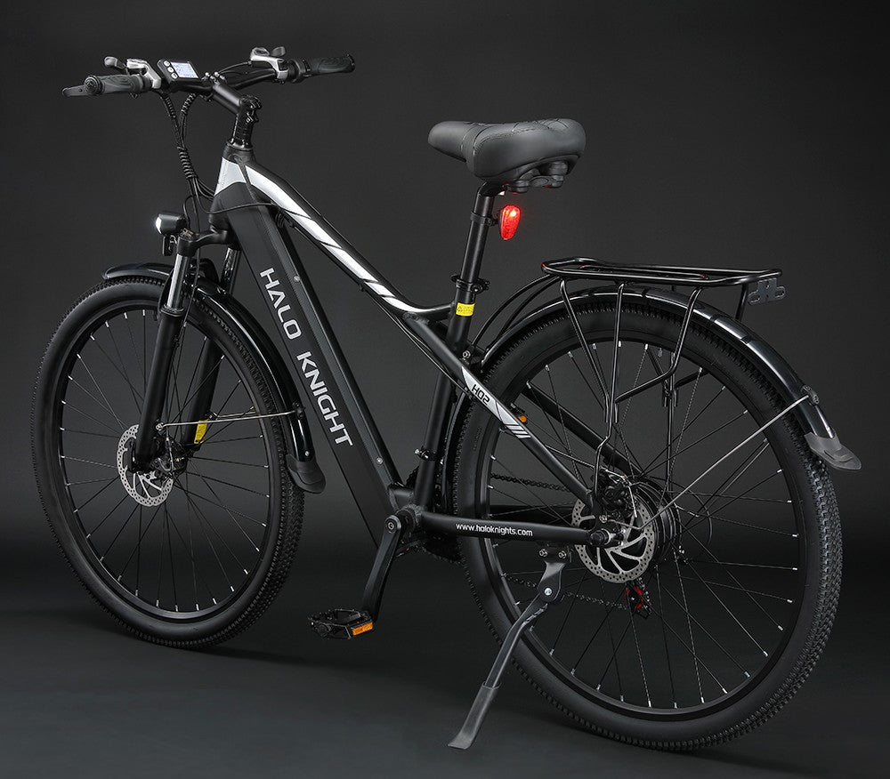 Elektrokol Halo Knight H02, 750W bezuhlíkový motor, 48V 16Ah batéria, 29*2,1 palcové pneumatiky, maximálna rýchlosť 50 km/h, maximálny dojazd 60 km, 21-stupňová prevodovka Shimano, mechanické kotúčové brzdy - čierna