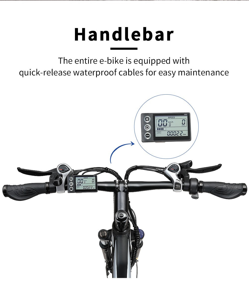 Elektrokol Halo Knight H02, 750W bezuhlíkový motor, 48V 16Ah batéria, 29*2,1 palcové pneumatiky, max. rýchlosť 50 km/h, max. dojazd 60 km, 21-stupňová prevodovka Shimano, mechanické kotúčové brzdy - čierna