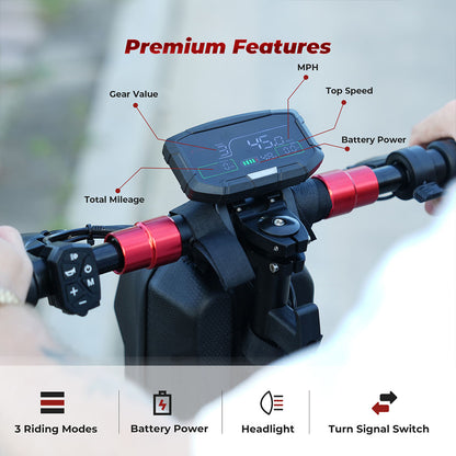isinwheel GT2 Off-road Electric Scooter, 800W Motor, 48V 15Ah Battery, 11-inch Pneumatic Tires, 45km/h Max Speed, 45km Max Range, Disc Brake, Quadruple Shock Absorber - Black