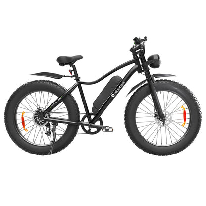 isinwheel M10 Plus Electric Bike, 250W Motor, 48V 13Ah Battery, 26*4.0 inch Tires, 25km/h Max Speed, 100km Range, Front &amp; Rear Disc Brakes, 7 Speed Transmission, Full Suspension - Black
