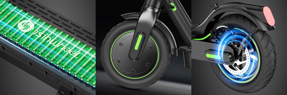 Elektromobilná kolobežka isinwheel S9 Pro, 350W motor, 36V 7,5Ah batéria, 8,5 palcové pneumatiky, maximálna rýchlosť 25 km/h, dojazd 28 km, ovládanie cez aplikáciu.