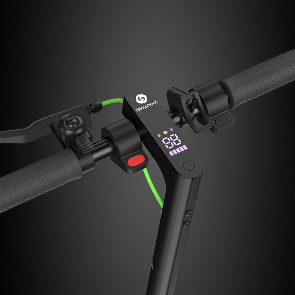 Elektromobilná kolobežka isinwheel S9 Pro, 350W motor, 36V 7,5Ah batéria, 8,5 palcové pneumatiky, maximálna rýchlosť 25 km/h, dojazd 28 km, ovládanie cez aplikáciu.