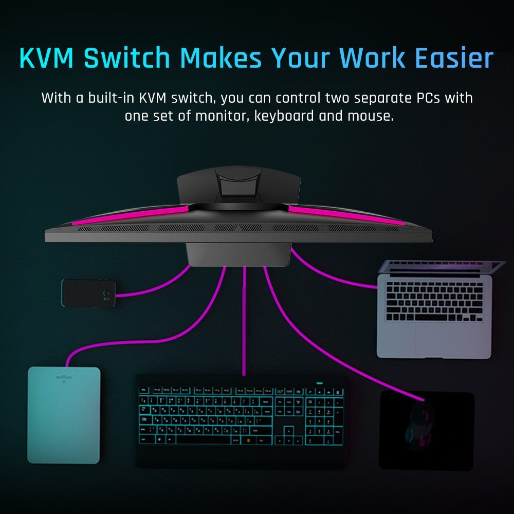 KTC M27P20 Pro 27-palcový herný monitor s technológiou Mini LED, rozlíšením 3840x2160 UHD, obnovovacou frekvenciou 160 Hz, panelom AUO Fast IPS 4K, časom odezvy 1 ms MPRT, technológiou Quantum Dot HDR 1000, podporou FreeSync a G-Sync, integrovanými reproduktormi, USB 3.0 upstream, 2x HDMI 2.1, DP 1.4, 90W Type-C, audio, KVM, VESA, možnosť upevnenia na stenu.