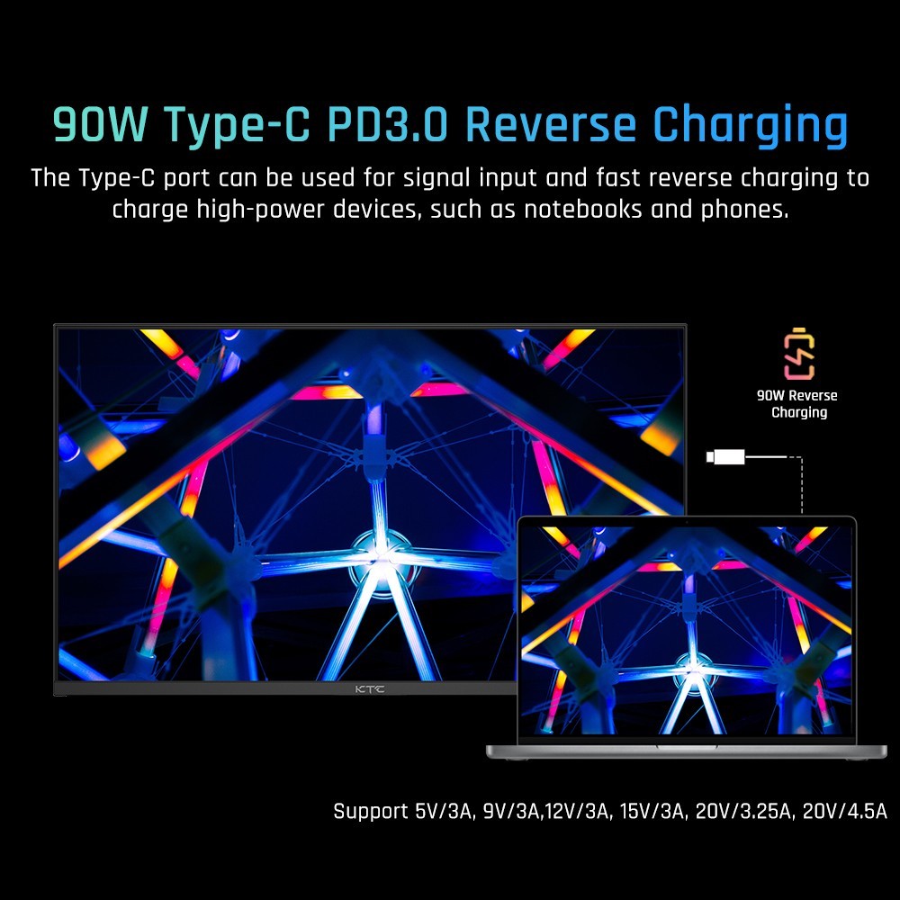 KTC M27P20 Pro 27-palcový herný monitor s technológiou Mini LED, rozlíšením 3840x2160 UHD, obnovovacou frekvenciou 160 Hz, panelom AUO Fast IPS 4K, časom odezvy 1 ms MPRT, technológiou Quantum Dot HDR 1000, podporou FreeSync a G-Sync, integrovanými reproduktormi, USB 3.0 upstream, 2x HDMI 2.1, DP 1.4, 90W Type-C, audio, KVM, VESA, možnosť upevnenia na stenu.
