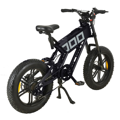 KUGOO T01 Electric Bicycle 48V 500W Motor 13Ah Battery 20*4.0 Inch Fat Tires 38Km/h Max Speed Shimano 7-Speed Gears Hydraulic Brakes 50-65KM Mileage 150KG Load Electric Mountain Bike - Black