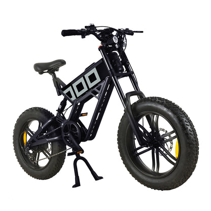 KUGOO T01 Electric Bicycle 48V 500W Motor 13Ah Battery 20*4.0 Inch Fat Tires 38Km/h Max Speed Shimano 7-Speed Gears Hydraulic Brakes 50-65KM Mileage 150KG Load Electric Mountain Bike - Black