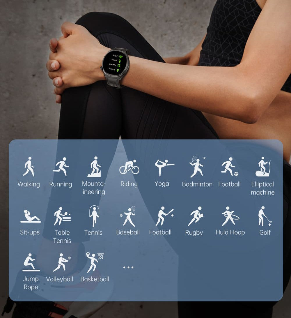 Inteligentné hodinky KUMI GW6, 1,43-palcový AMOLED HD displej, funkcia hlasového ovládania AI, monitorovanie spánku a srdcového tepu, Bluetooth volania - čierna