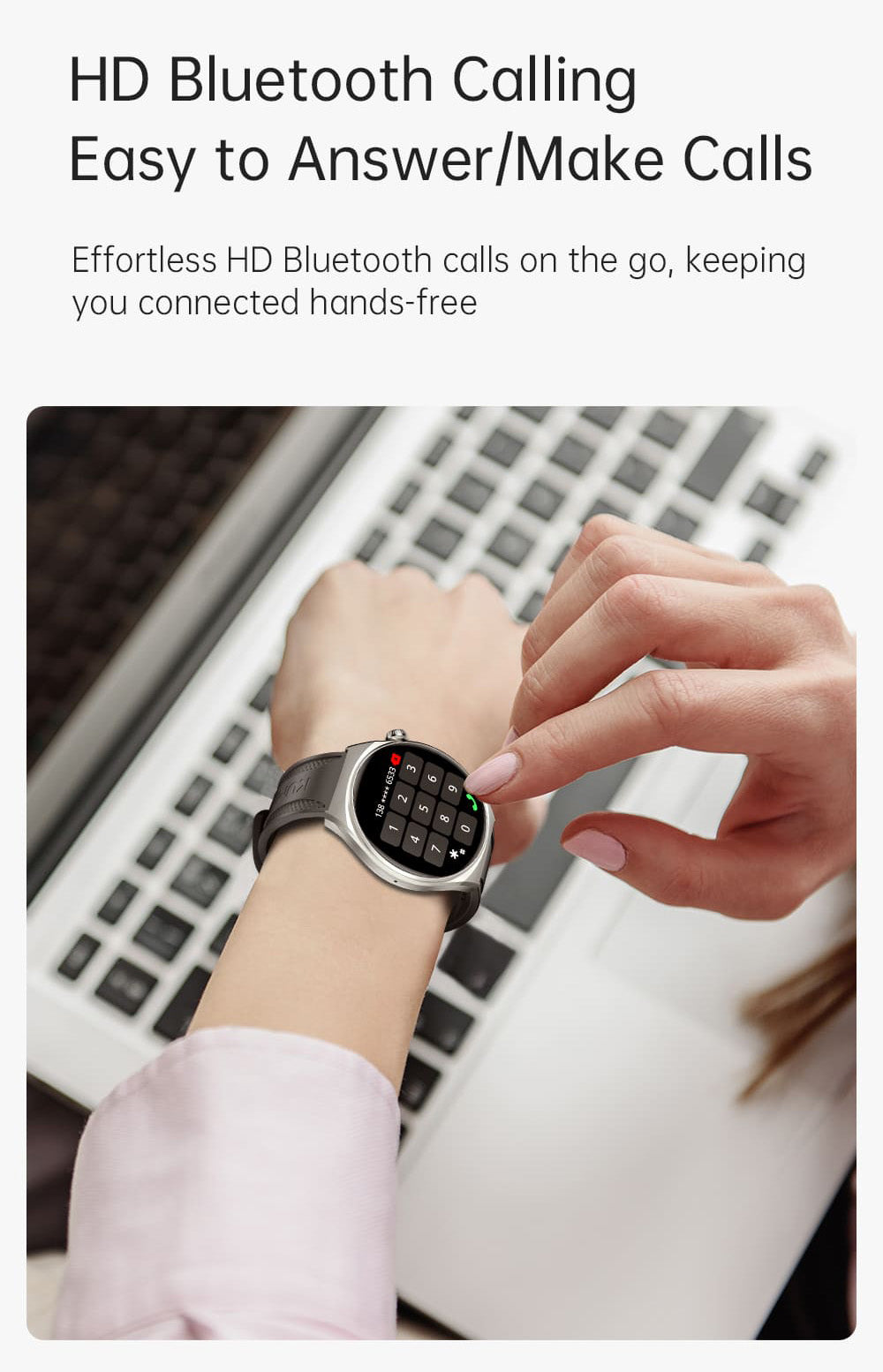 Inteligentné hodinky KUMI GW6, 1,43-palcový AMOLED HD displej, funkcia hlasového ovládania AI, monitorovanie spánku a srdcového tepu, Bluetooth volania - čierna