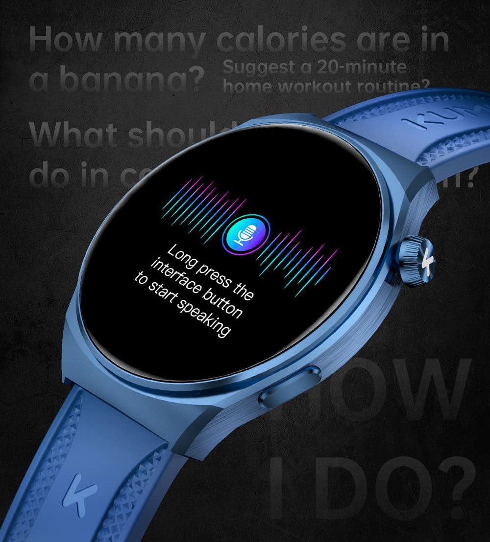 Inteligentné hodinky KUMI GW6, 1,43-palcový AMOLED HD displej, funkcia hlasového ovládania AI, monitorovanie spánku a tepovej frekvencie, Bluetooth volania - čierna