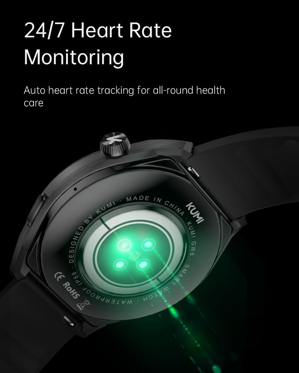 Inteligentné hodinky KUMI GW6, 1,43-palcový AMOLED HD displej, funkcia hlasového ovládania AI, monitorovanie spánku a srdcového tepu, Bluetooth volania - čierna