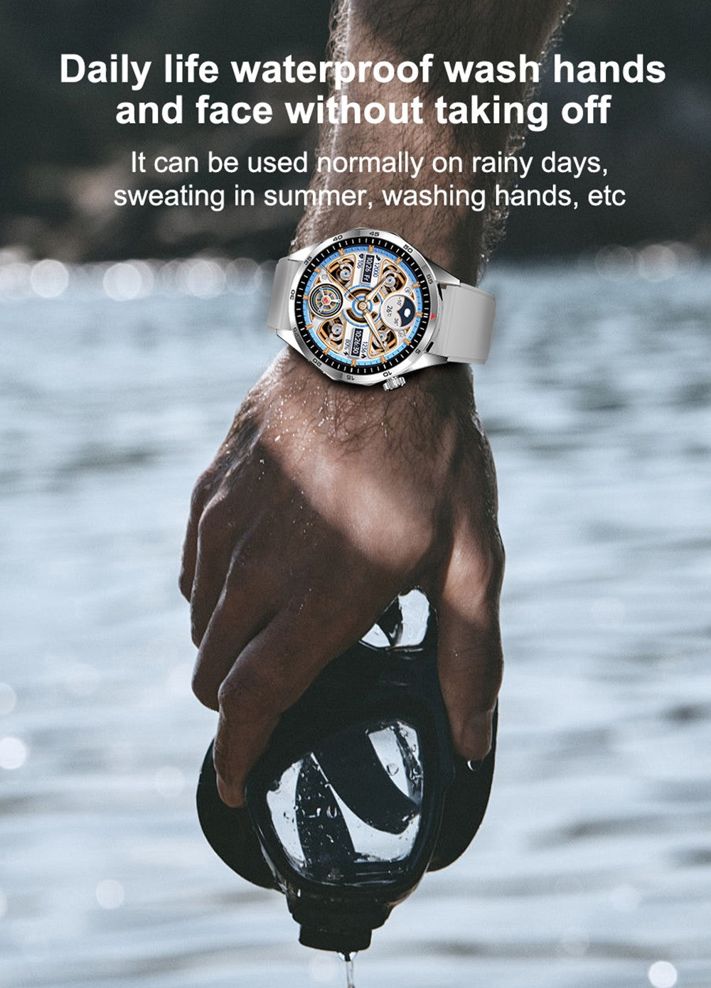 Inteligentné hodinky LEMFO GTS4, 1,5-palcový displej, Bluetooth volania, upozornenie na správy, monitorovanie zdravia, vodotesné IP67 - čierna, silikónový remienok