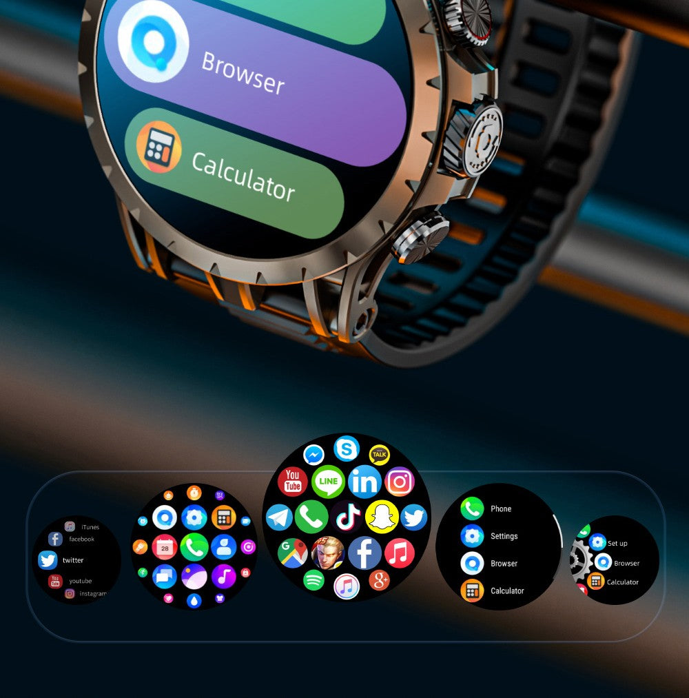 Inteligentné hodinky LOKMAT APPLLP 4, 1,508-palcový AMOLED displej, podpora 4G/5G SIM karty, monitorovanie tepovej frekvencie a kyslíku v krvi, funkcia NFC, GPS určenie polohy.