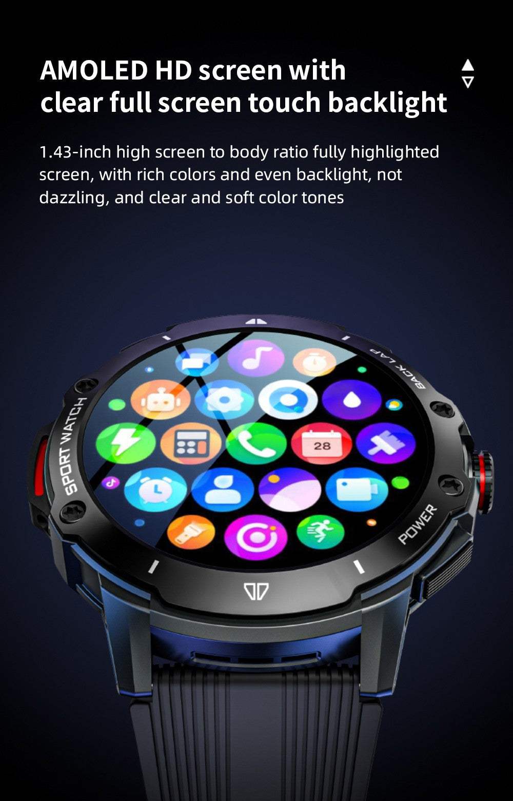 Inteligentné hodinky LOKMAT APPLLP 4G, AMOLED HD displej, NFC čítačka, monitor srdcového tepu, Bluetooth 4.2, viaceré režimy pre rôzne sporty, GPS/Beidou/Granas/AGPS/LBS určovanie polohy