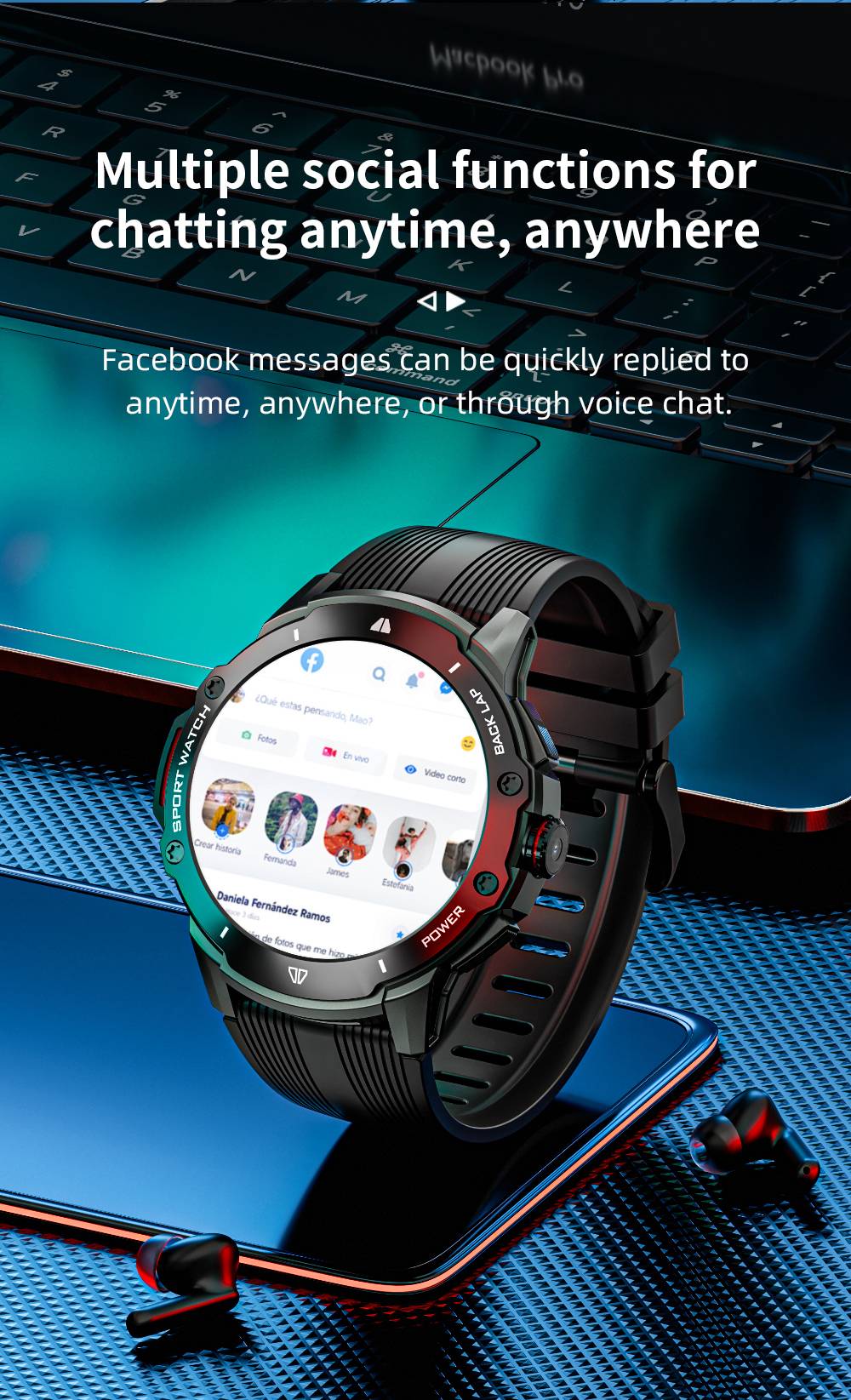 Inteligentné hodinky LOKMAT APPLLP 4G, AMOLED HD displej, NFC čítačka, monitor srdcového tepu, Bluetooth 4.2, viaceré režimy pre rôzne sporty, GPS/Beidou/Granas/AGPS/LBS určovanie polohy